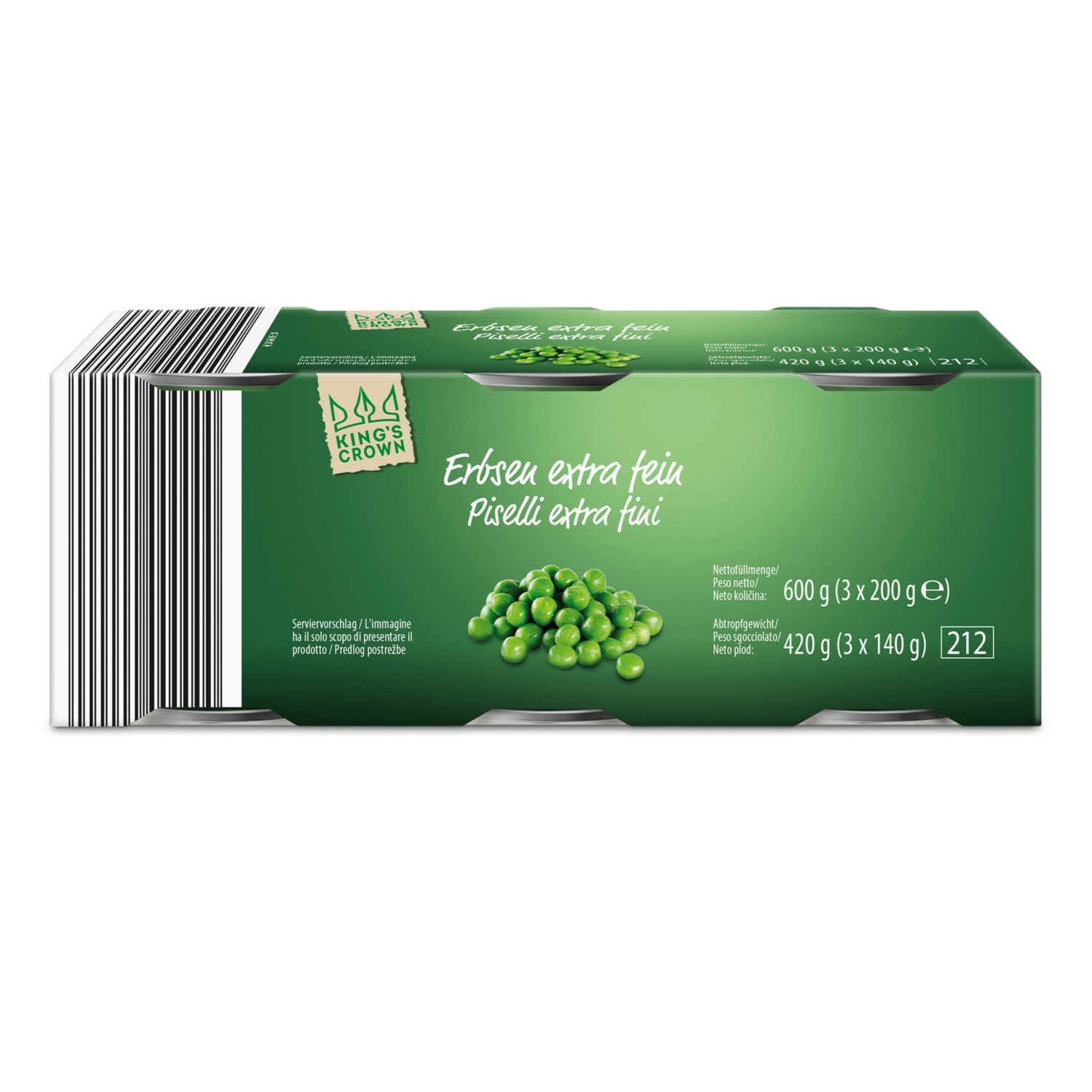 KING'S CROWN Mini-Pack Gemüse, Erbsen 600 g