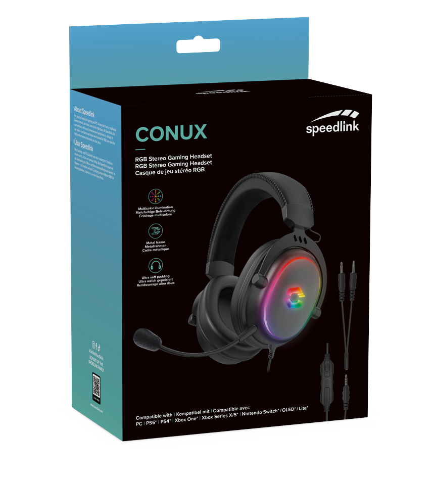 Speedlink - CONUX RGB Stereo Gaming Headset - for PC/PS5/PS4/ Xbox Series X/S/Switch/OLED/Lite , black