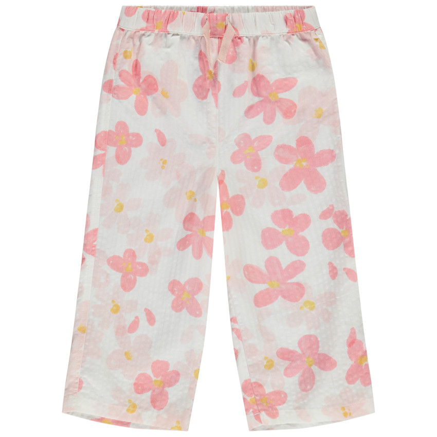 Pantalon fluide en seersucker imprimé fleurs pour bébé fille