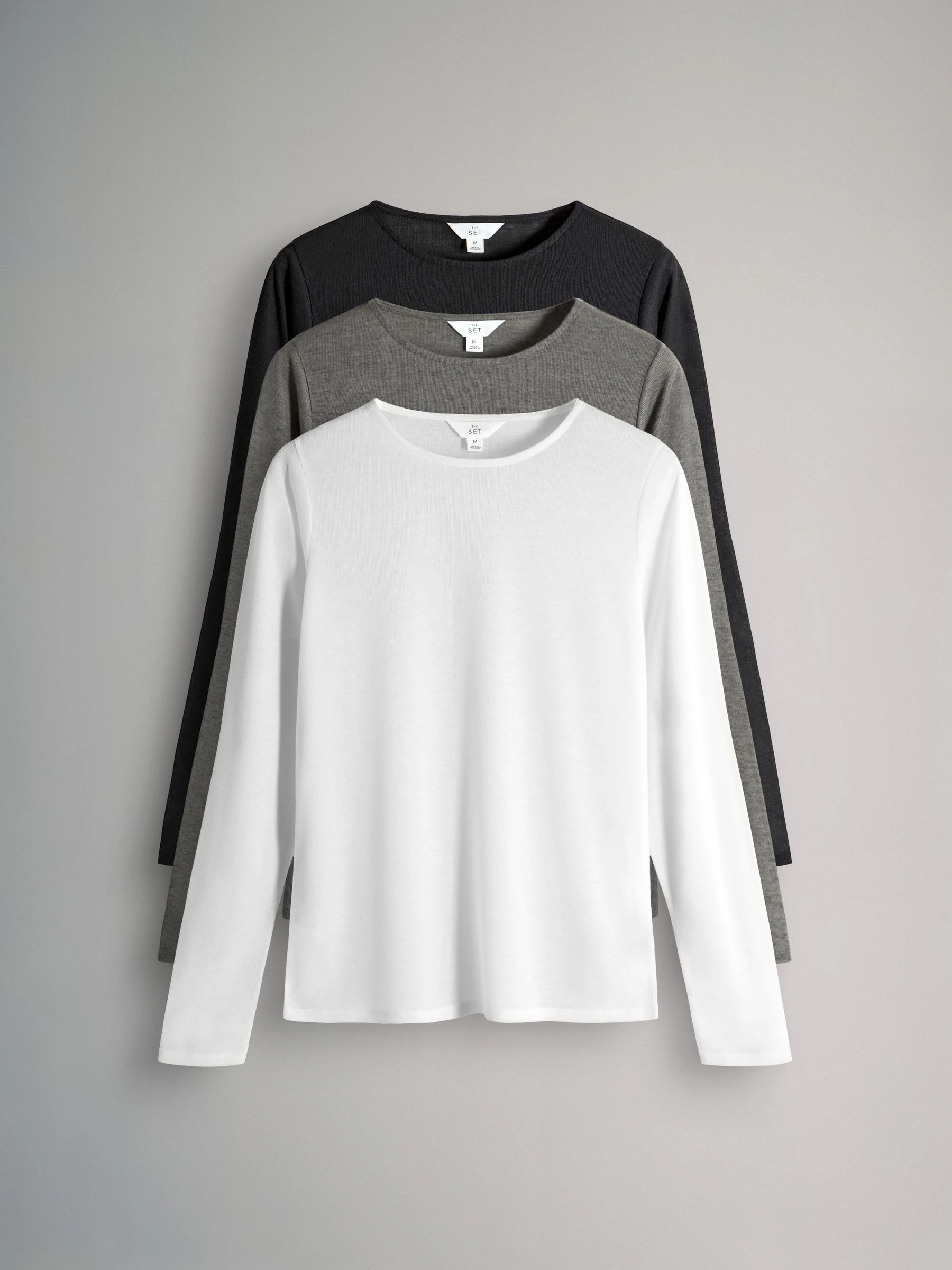 Zwart/grijs/wit - The Set 3 Pack Sheer Long Sleeve T-Shirts