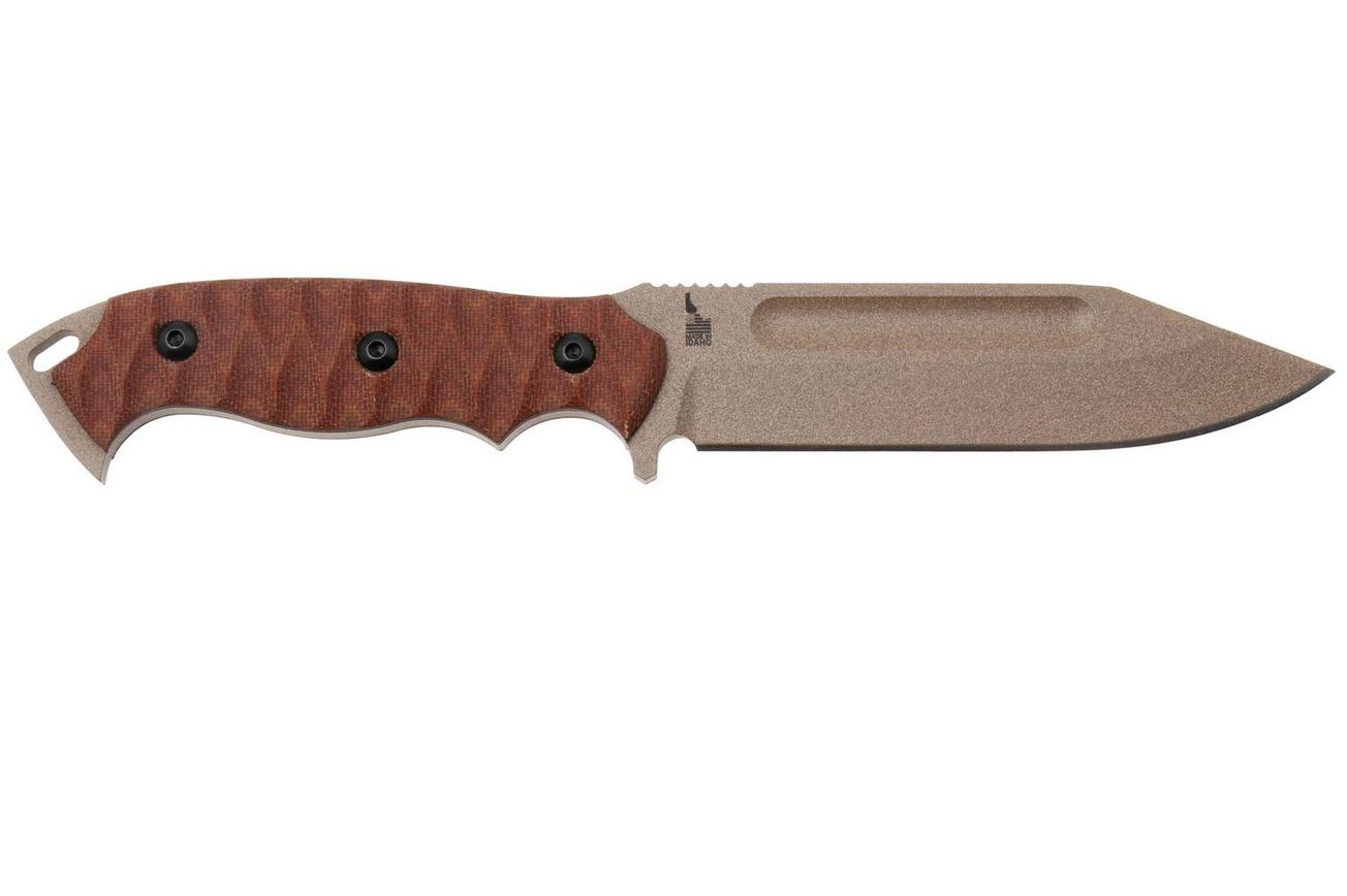 TOPS Knives M-PAT, MPAT-01, 1095 Coyote Tan Coating, Tan Canvas Micarta, survivalmes, Seth Brown design