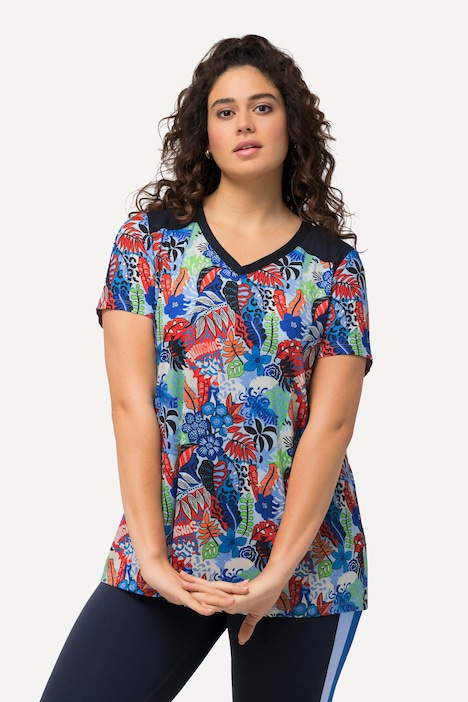 Funktionsshirt, A-Linie, V-Ausschnitt, Halbarm
