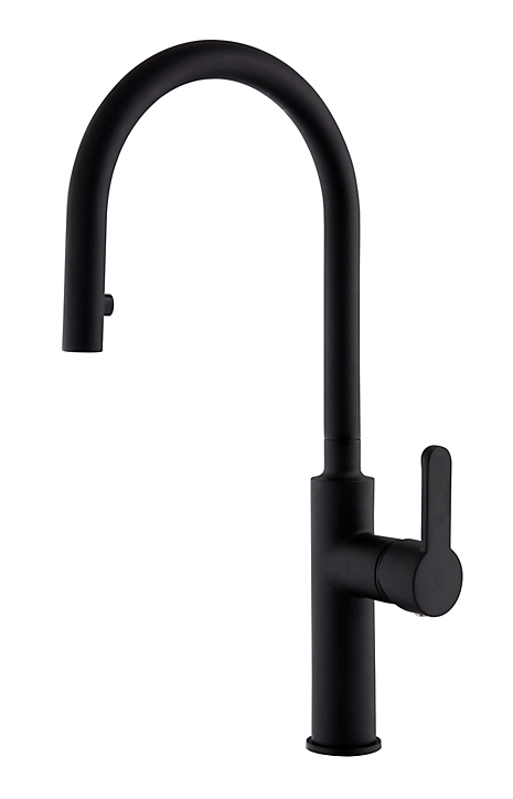 Mitigeur de cuisine noir mat avec douchette Kramer Groupe Basal
