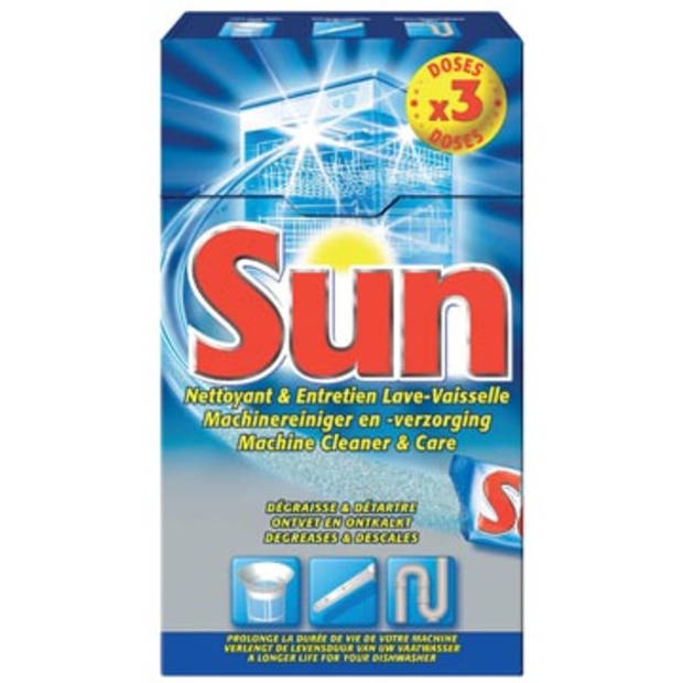 Sun vaatwasmachinereiniger, doos met 3 dosissen