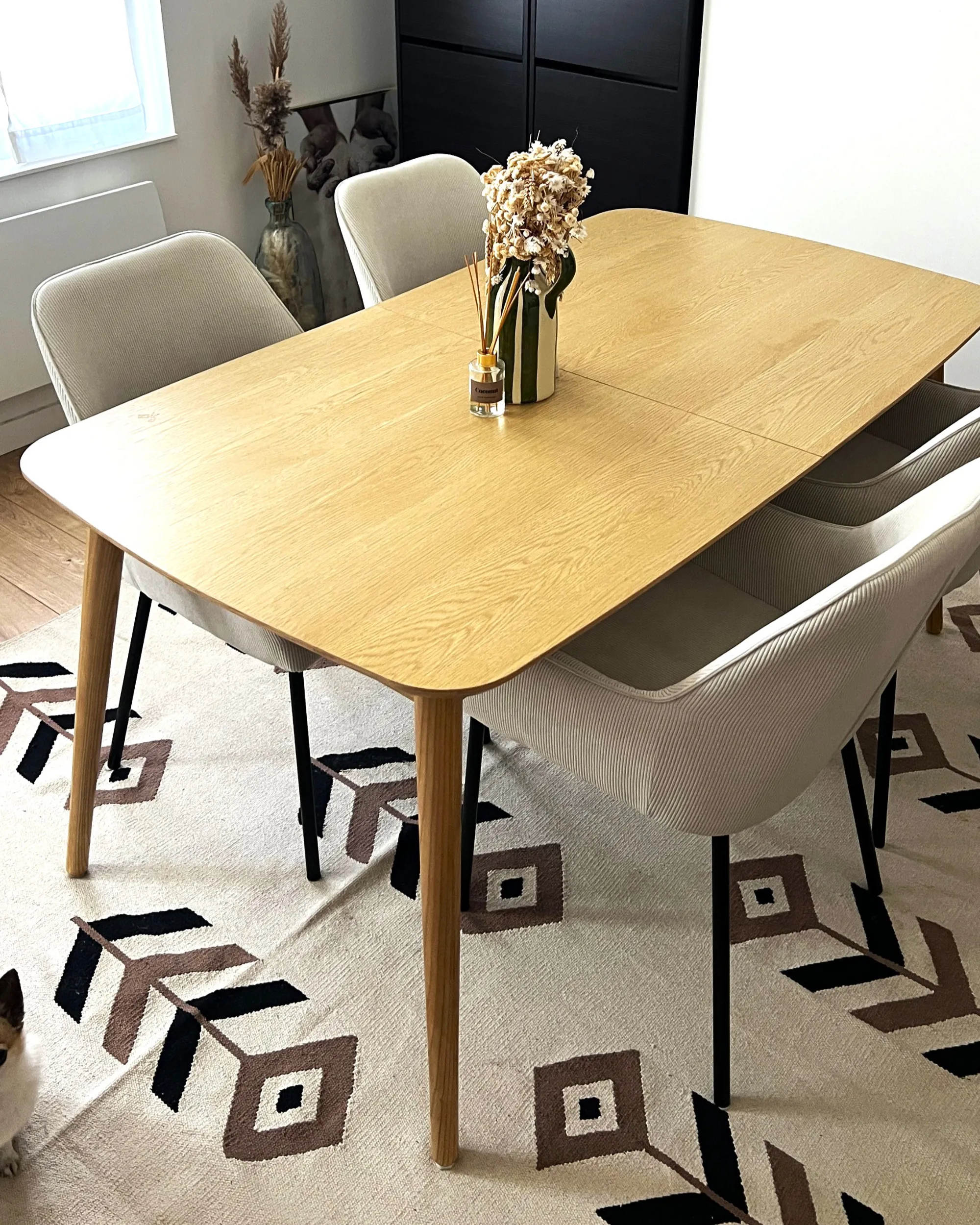 Set van 2 eetkamerstoelen LOVERNA Corduroy Gebroken wit