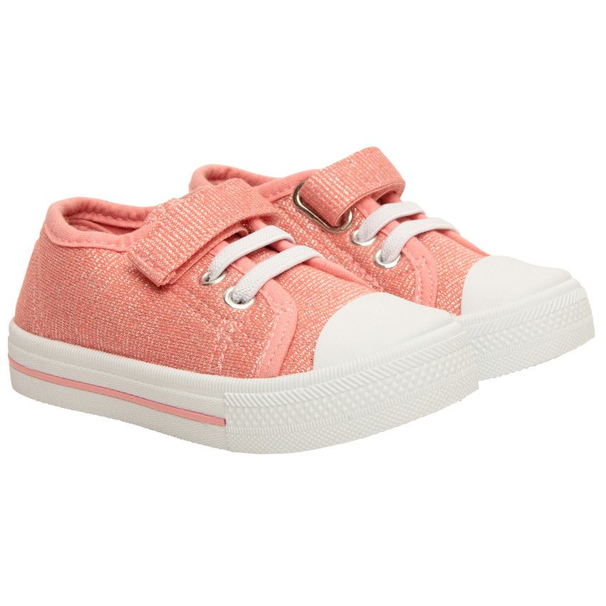Baskets basses en toile lacets élastiqués et scratch pour bébé fille - Multicolore