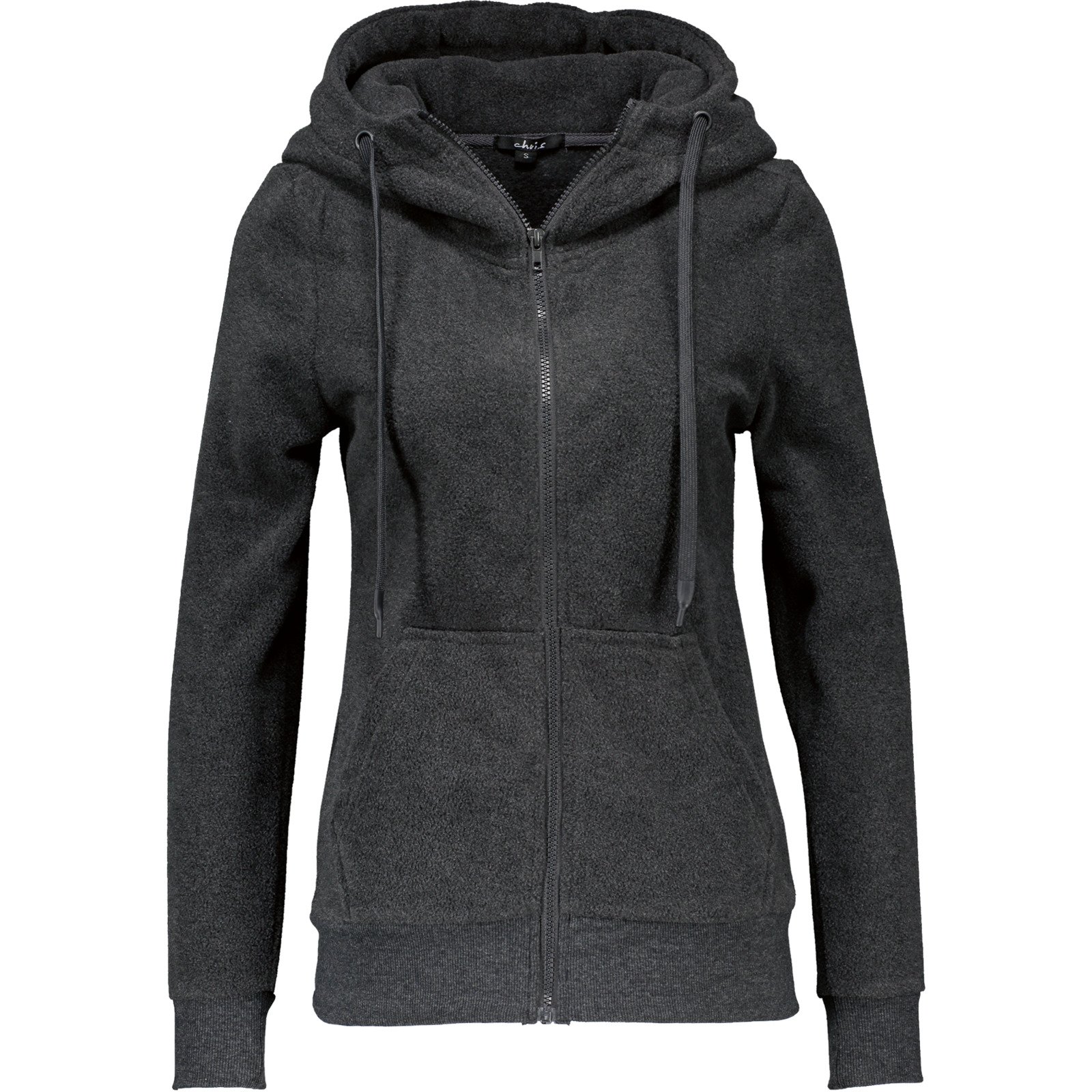 Damen-Polarfleecejacke mit Kapuze L, dunkelgrau