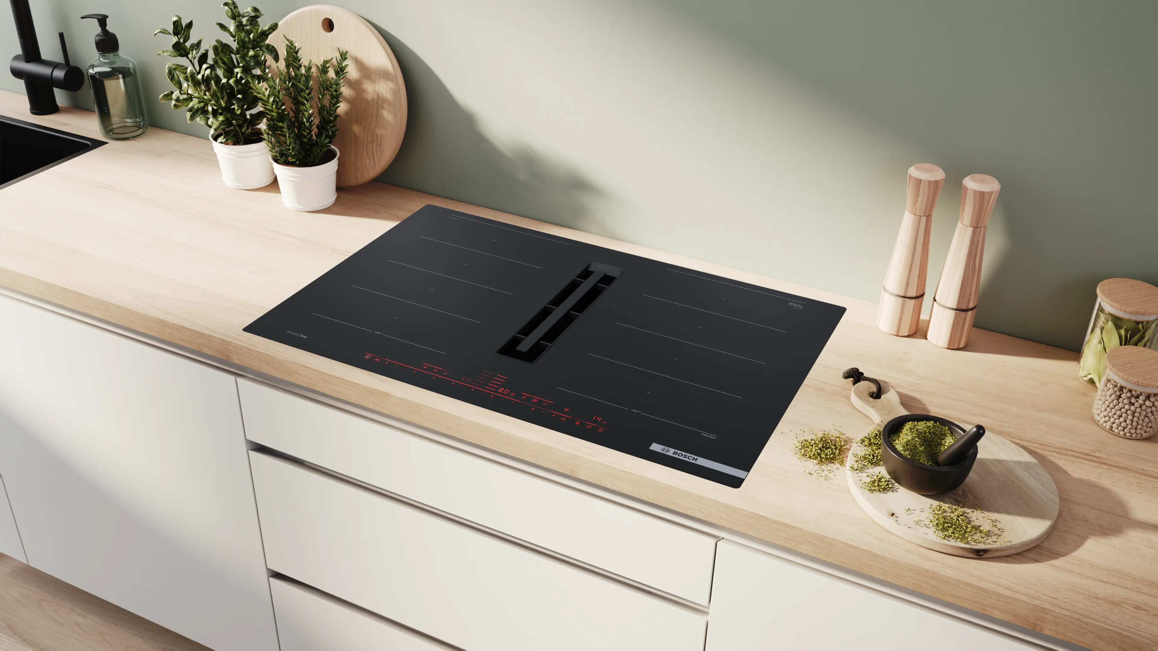 Serie 8 Inductiekookplaat met afzuiging 80 cm