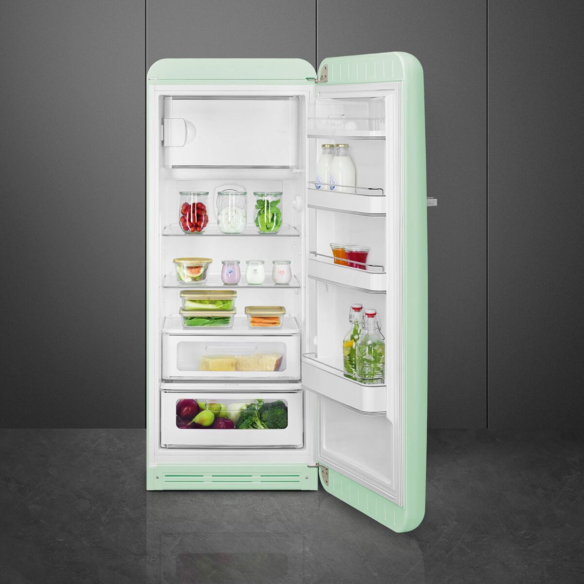 Smeg FAB28RPG6 Kjøleskap Med Fryser 153cm Høyrehengt Pastellgrønn