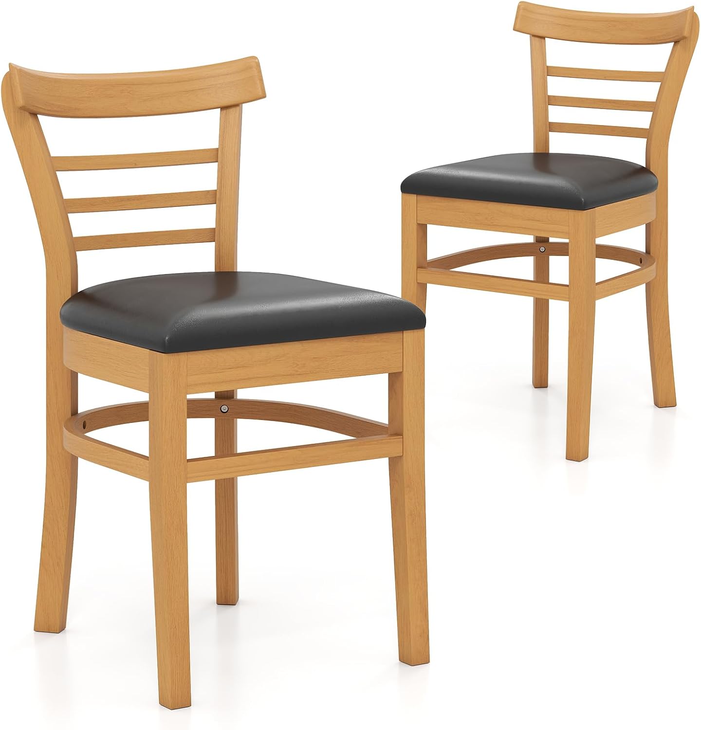 COSTWAY Esszimmerstühle 2er Set, Küchenstühle Holz, Esstisch Stühle mit gepolsterter Sitz, Holzstühle bis 180 kg belastbar, für Esszimmer, Küche (Natur)