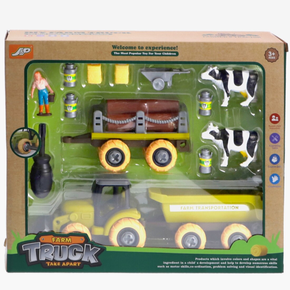 Bauernhof-Set Traktor Anhänger Tiere Trecker