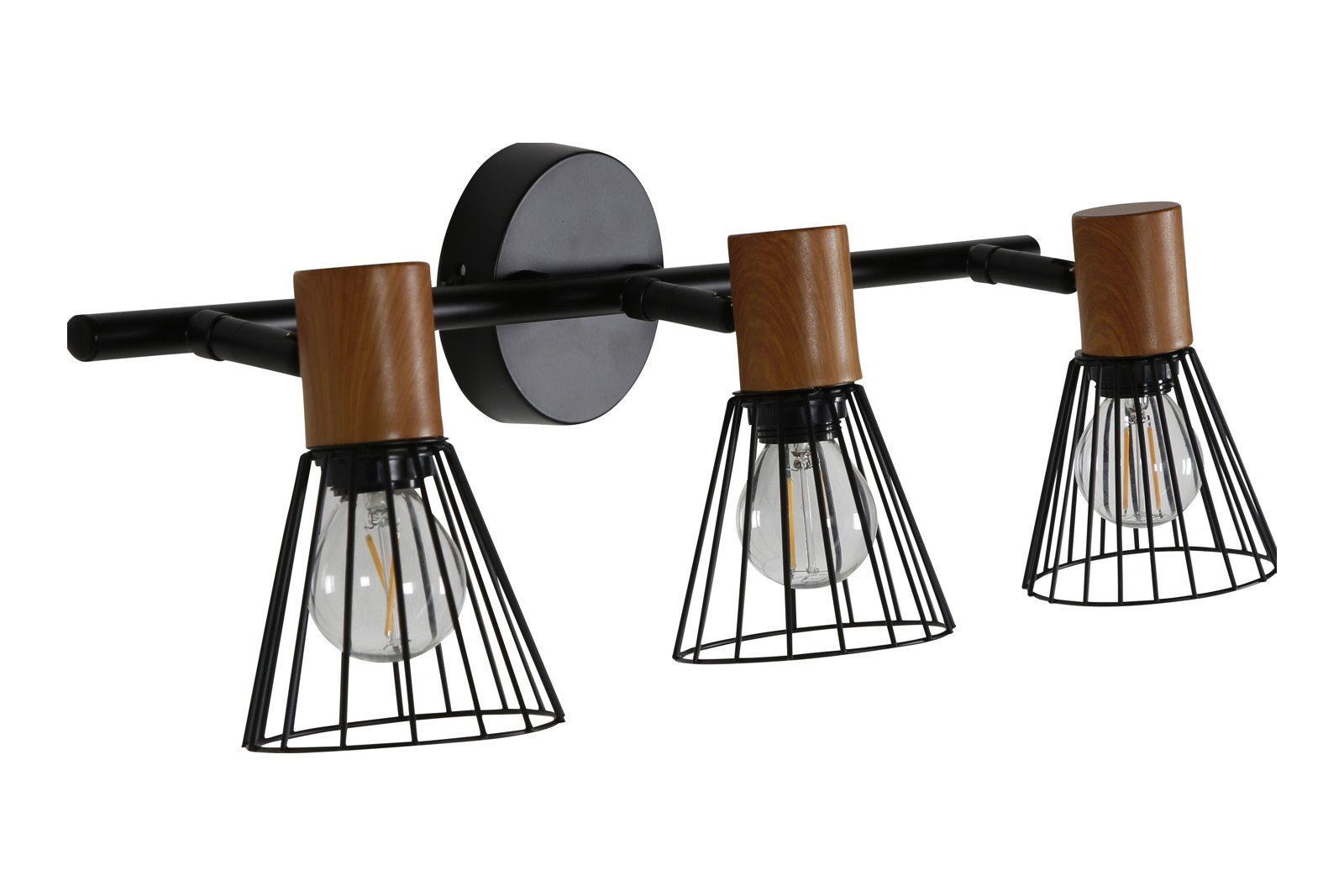 Atticus taklampe Sort metall, detaljer i tre