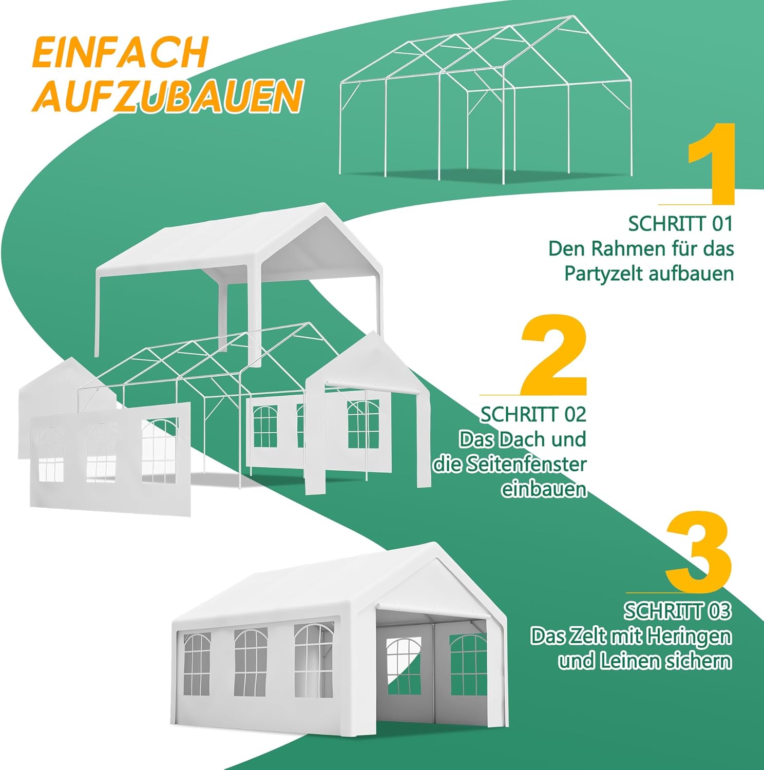 Pavillon 4x5 Meter Premium Winterfest Partyzelt mit Seitenwände, Wasserdicht Stabil Gartenpavillon Gartenzelt, UV Schutz Outdoor Festzelt Carport, Weiß