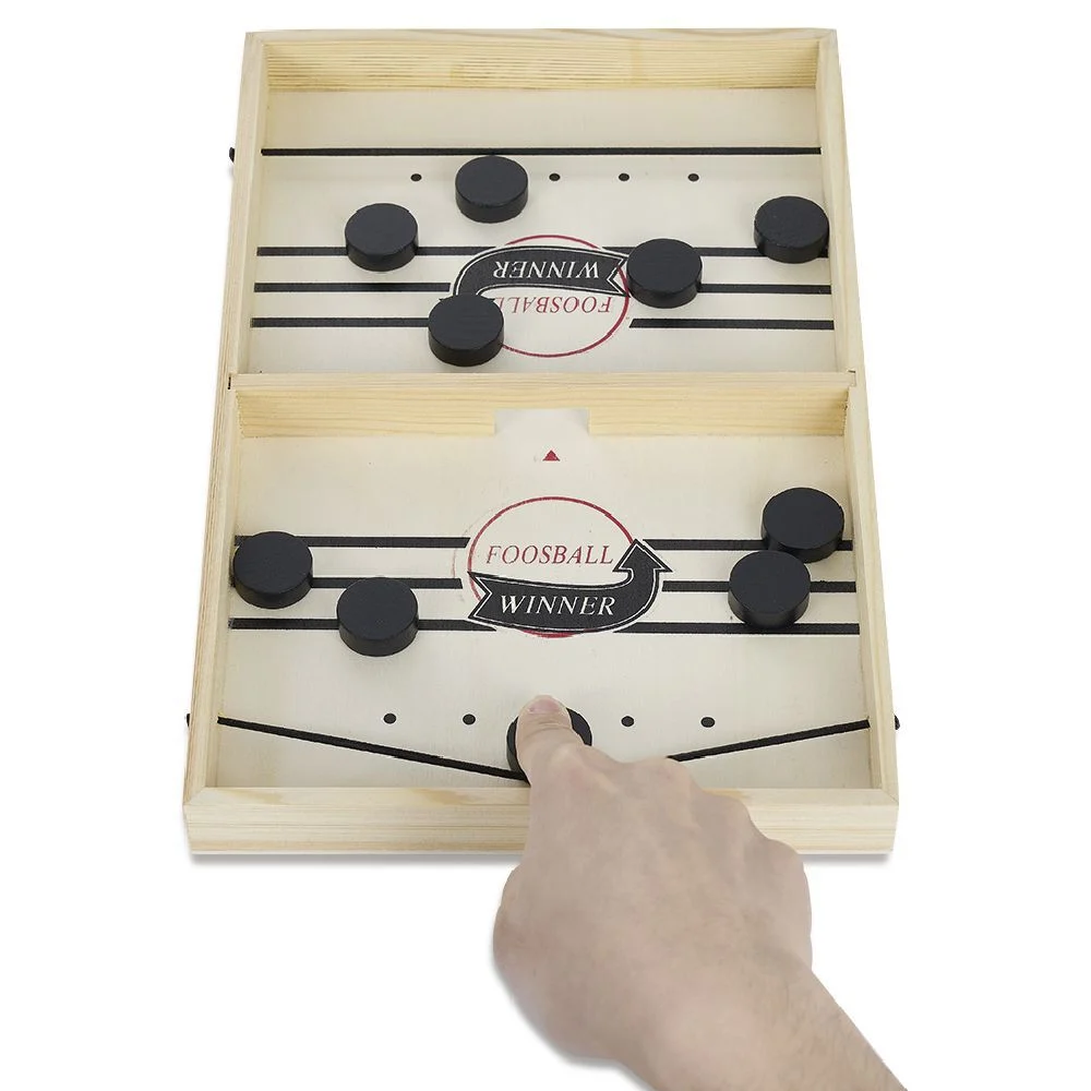 Jeu de table en bois certifié FSC® 2 en 1 : hockey et football