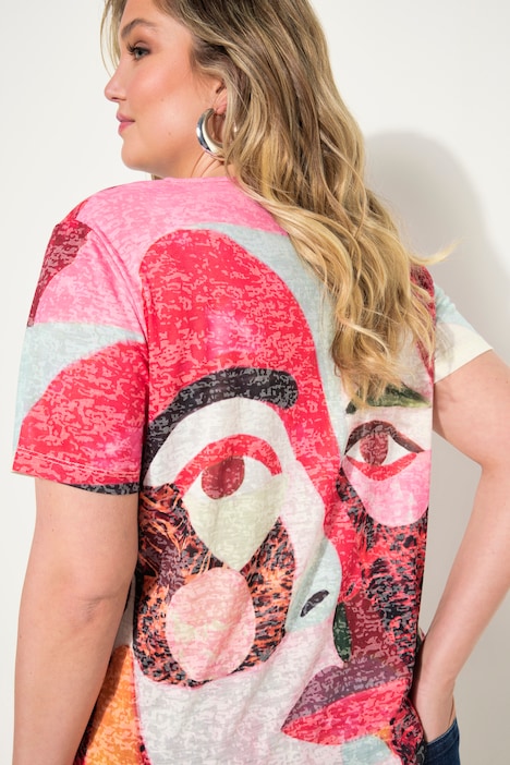T-Shirt, bequeme Passform, verzierter Gesichts-Druck