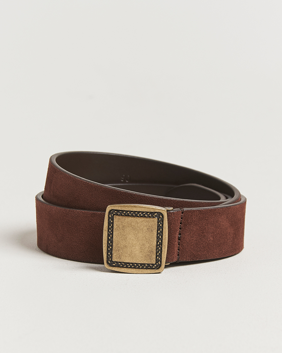 Anderson's Suede Buckle Belt 3cm Dark Brown