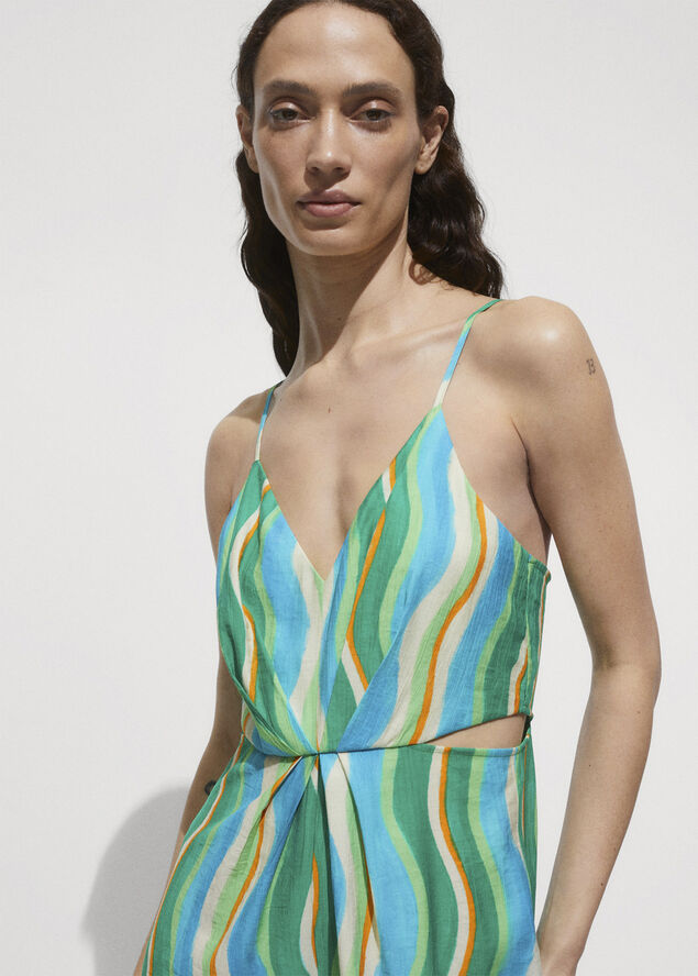 MANGO Printed draped jumps0uit with slits Green