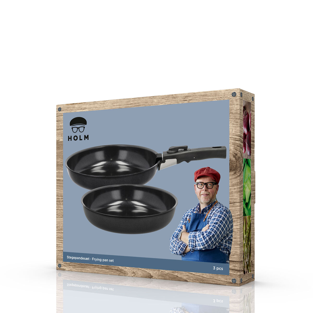 Holm stekepannesett med avtagbart håndtak, 24 + 28 cm
