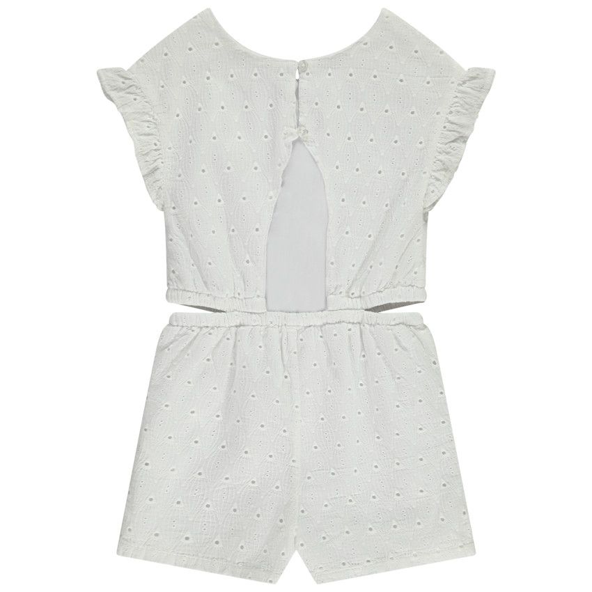 Combishort en broderie anglaise avec taille ajourée pour fille - Blanc