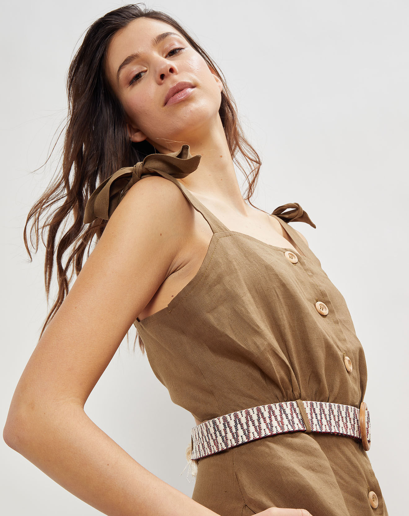 La Petite Francaise Robe 100% Lin Ritchie kaki