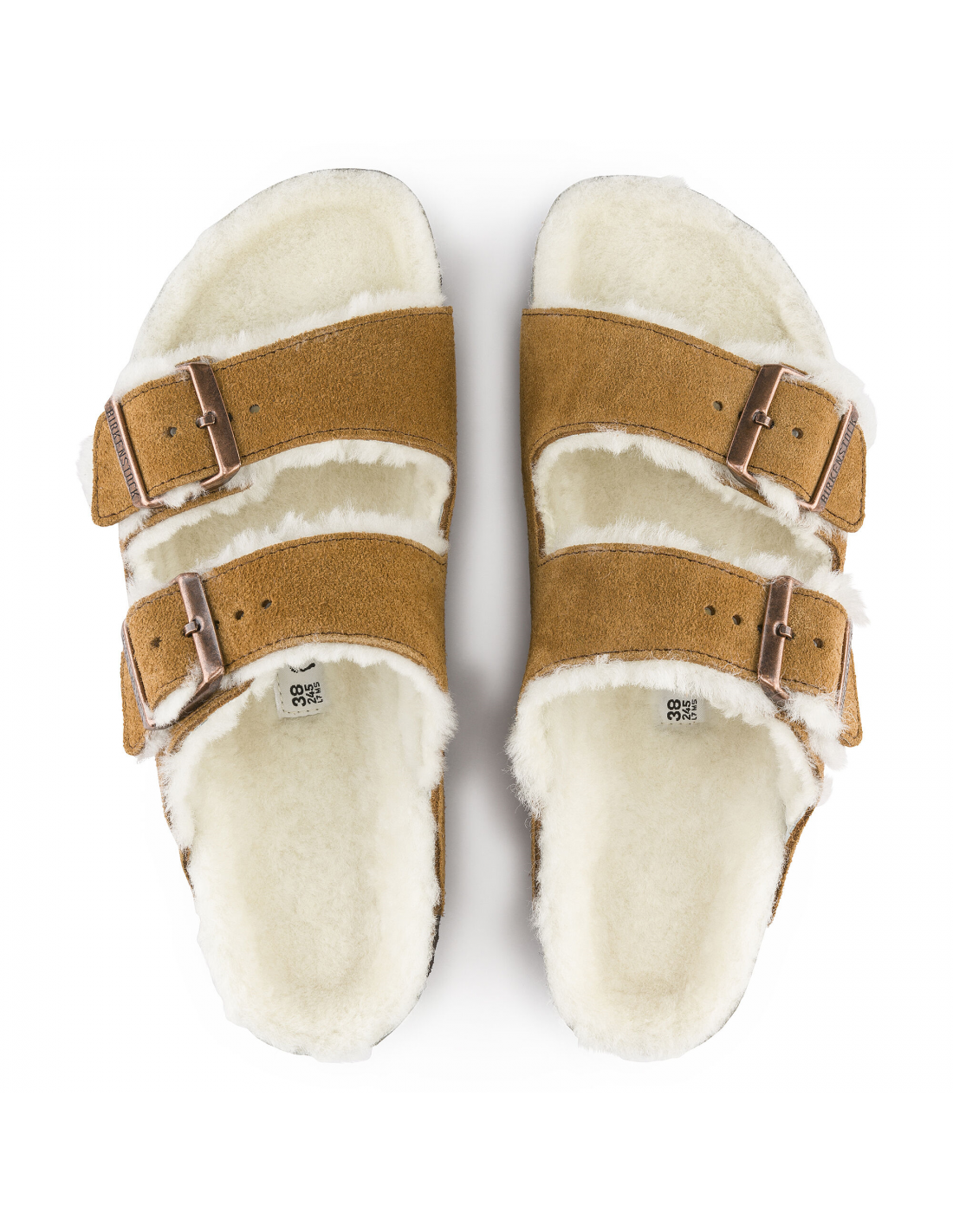 birkenstock mules fourées femme arizona vl shearling daim marron