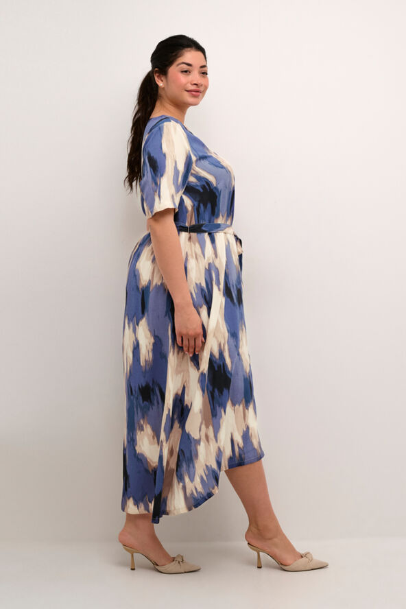 Kaffe Curve KCbella Dress Blue abstract print