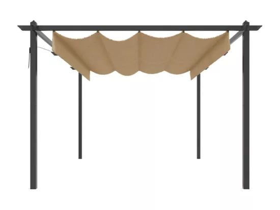 Tonnelle de jardin avec toit rétractable 4x3 m Taupe