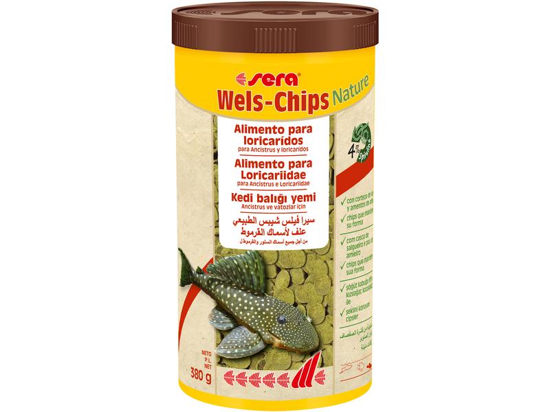 sera Wels-Chips Nature, 1000 ml, 380g Alleinfuttermittel für Ancistrus, L-Welse