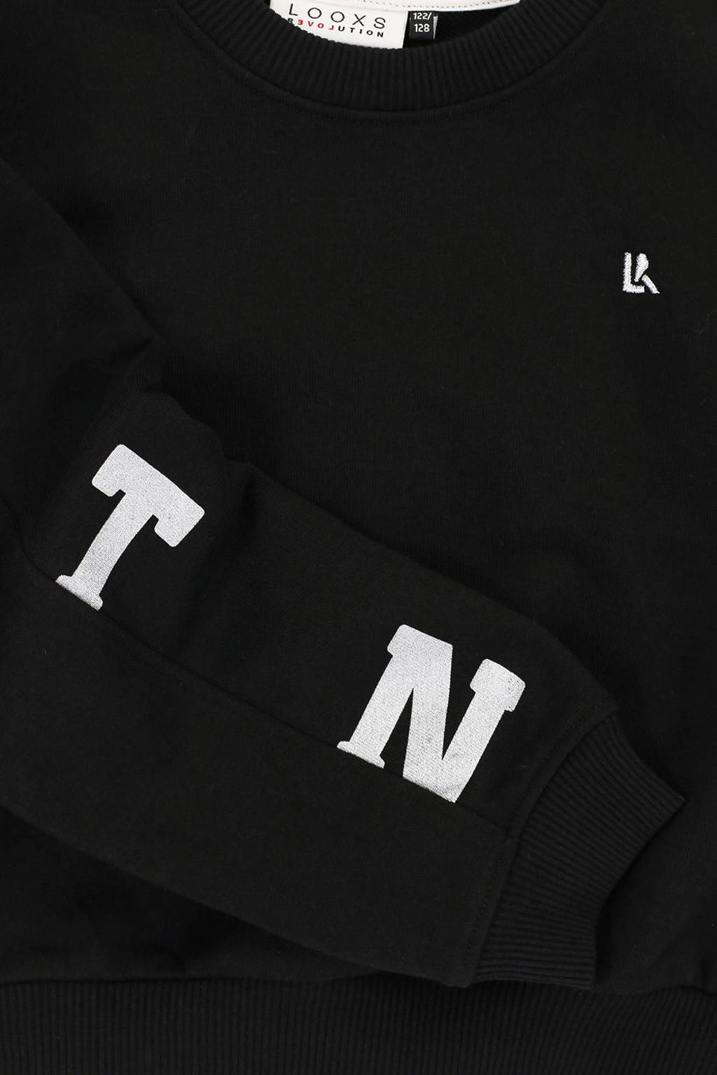 LOOXS sweater met tekst zwart/wit