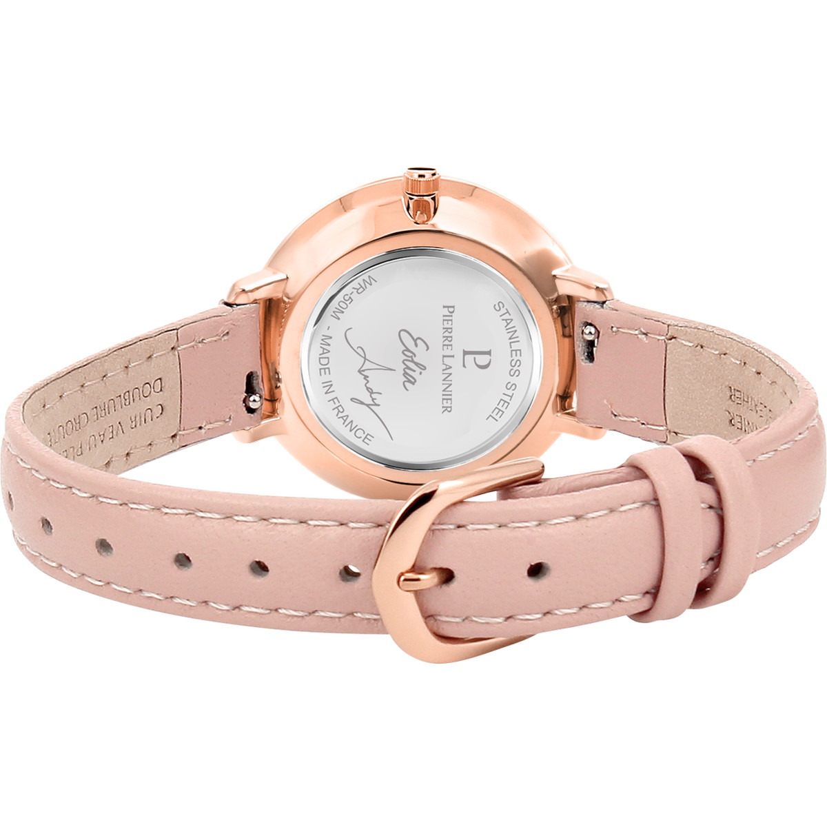 Montre Pierre Lannier femme acier rose cuir rose