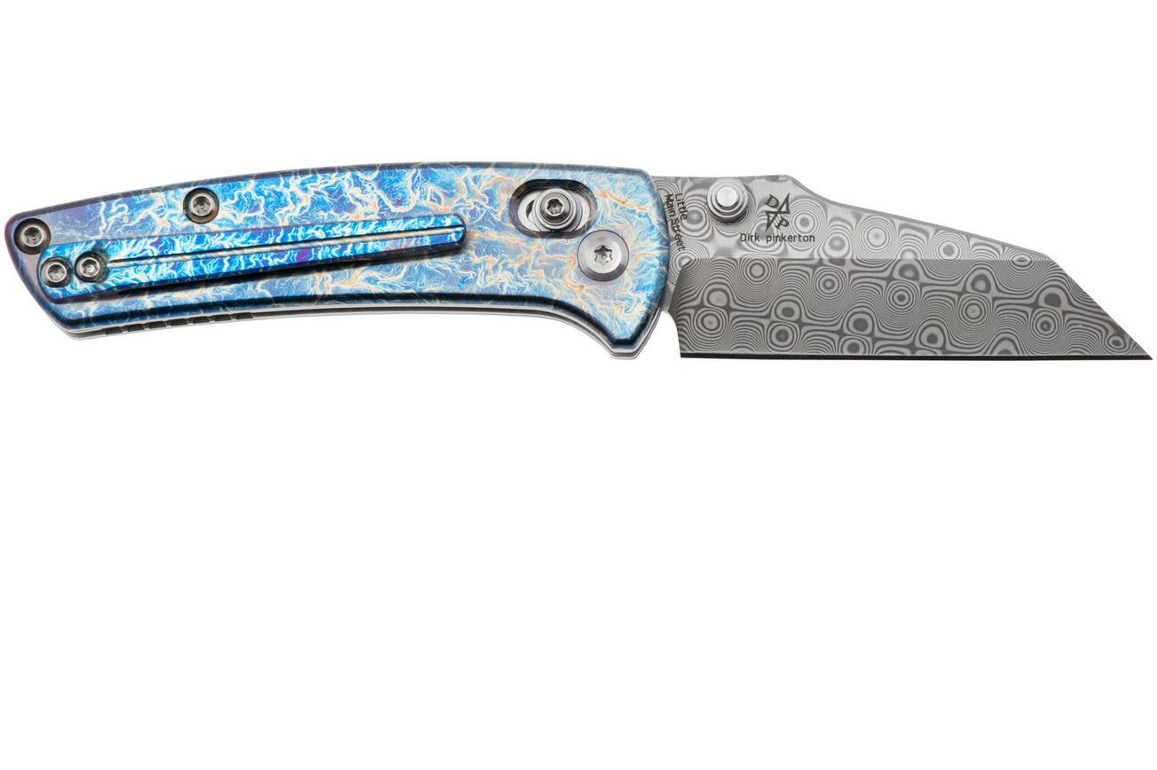 Kansept Little Main Street K2015V1 Damascus Steel , Lightning Strike Titanium, zakmes, Dirk Pinkerton design