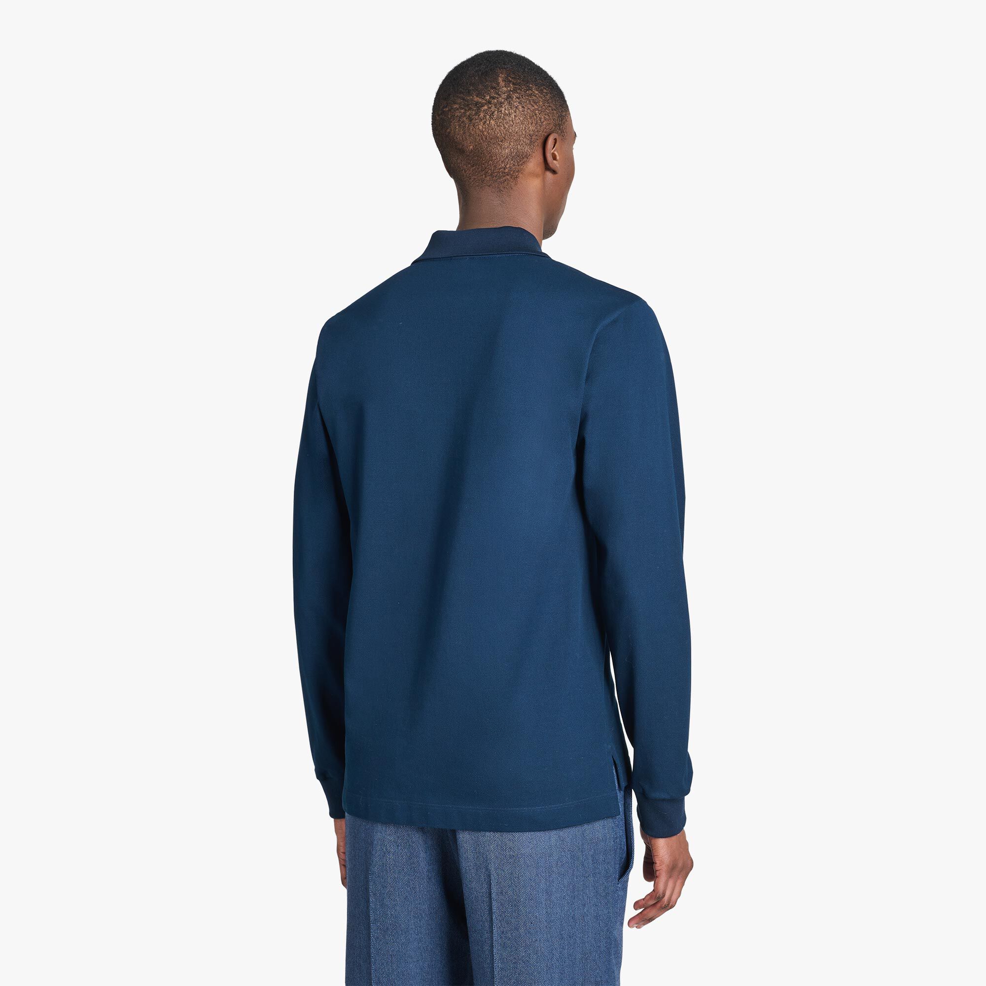Polo Pique Manches Longues Avec Detail En Cuir