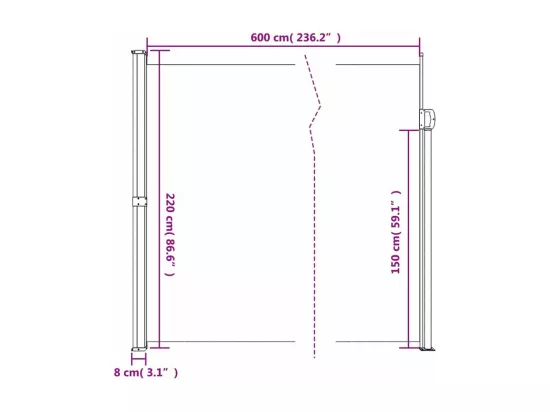 Auvent latéral rétractable vert foncé 220x600