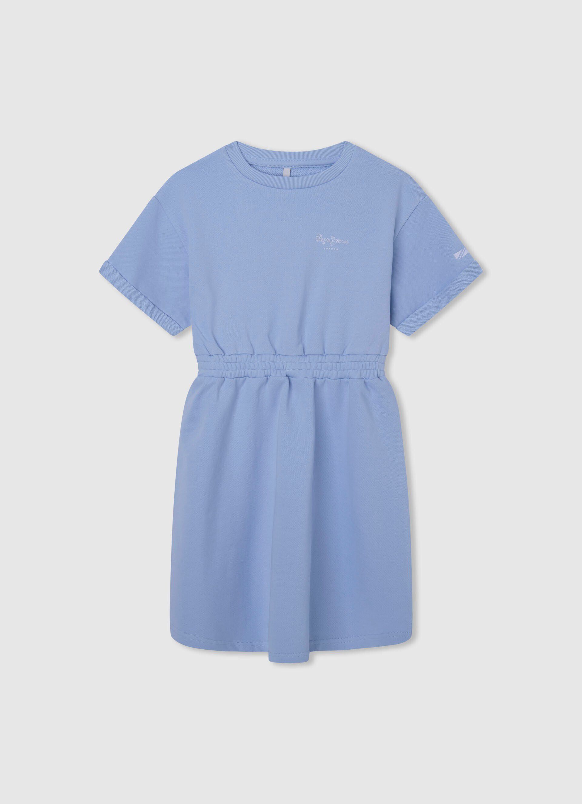 Mini vestido com gola redonda - azul-baía