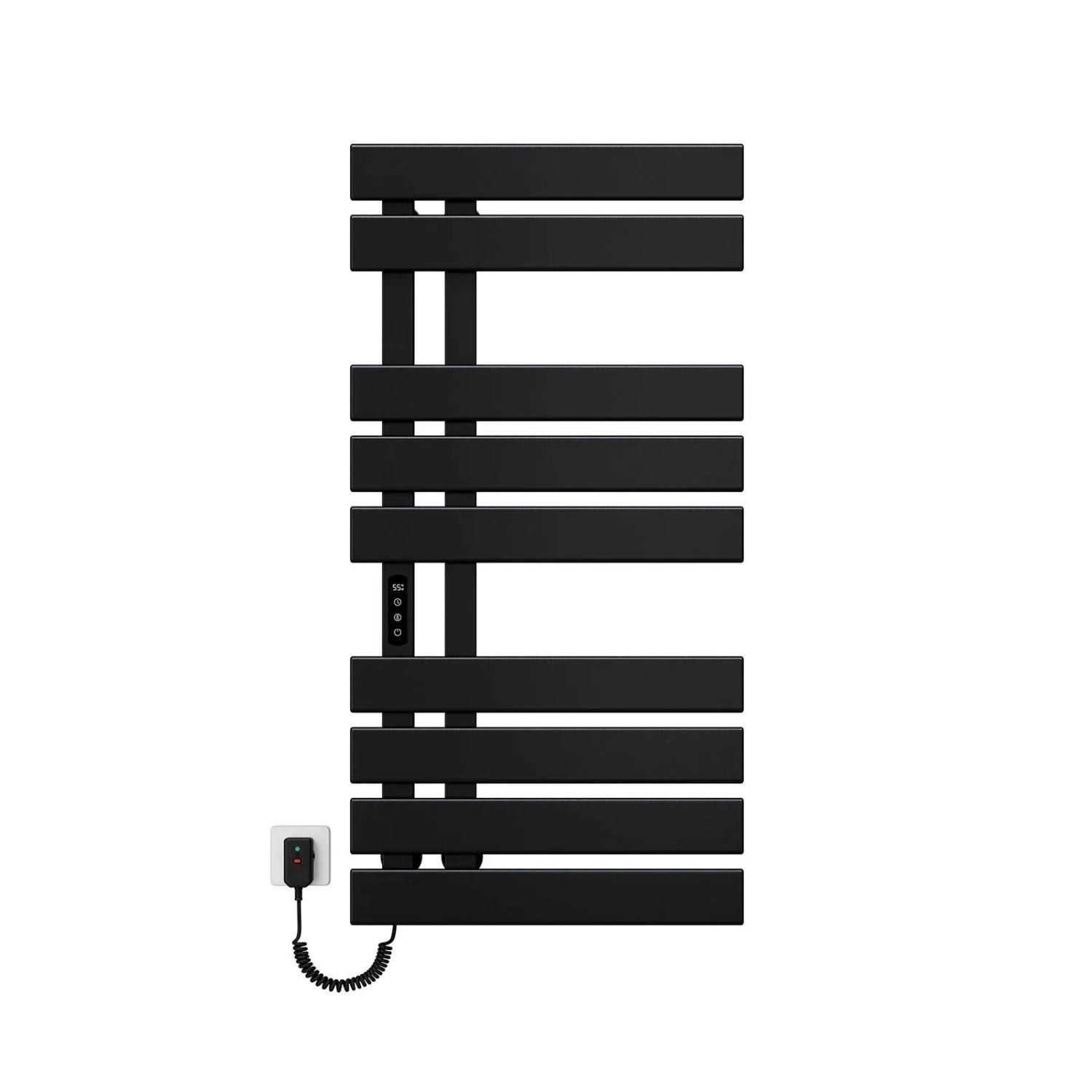 Emke Elektrischer Handtuchhalter 100×50cm Schwarz Flachbadheizkörper 320W LED Display WiFi APP Steuerung Timer