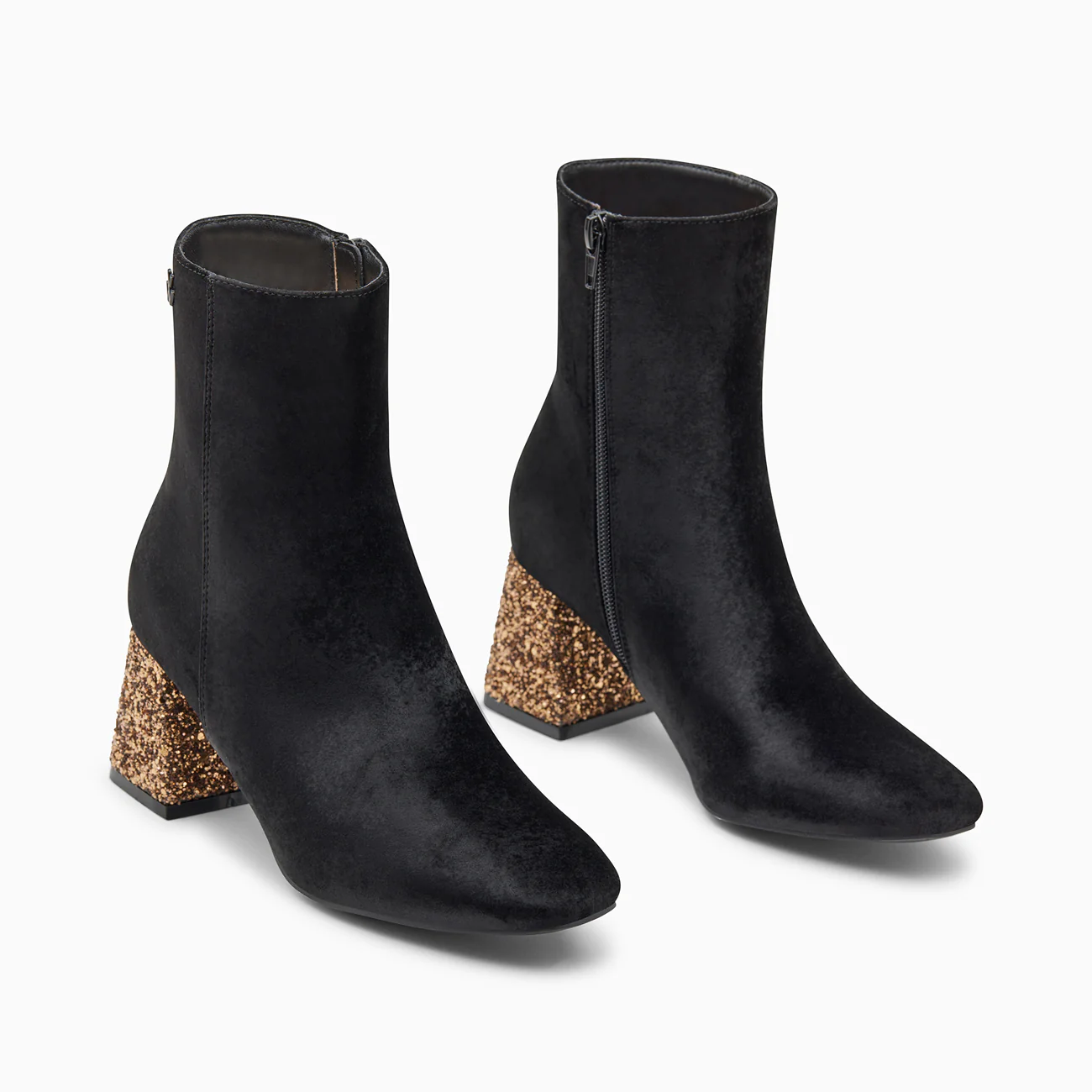 Bottines-Bottines New York noires à talon pailleté bronze