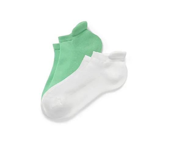 2 Paar Sport-Sneakersocken, weiß/grün