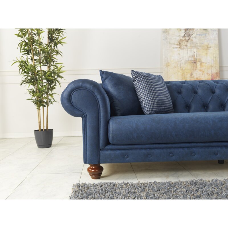 Pritt 96.1&rdquo; Rolled Arm Chesterfield Sofa