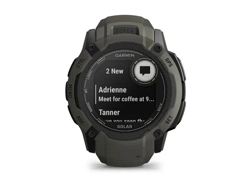 Garmin Instinct 2X Solar - 50 mm - fiberforstærket polymer - Ja smart ur med bånd - håndledsstørrelse: 145-228 mm - monokrom - 64 MB - Bluetooth, ANT  - 67 g - mosgrøn
