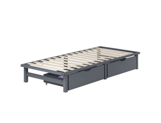 HOMESTYLE4U - Lit enfant Lit en palette gris 90x200 cm avec 2 tiroirs sommier à latte...