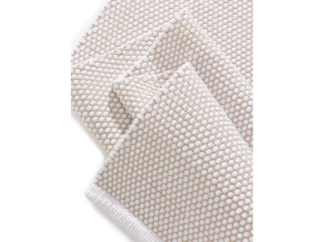 Tapis de couloir en coton tissé main Ron Blanc 80x250 cm