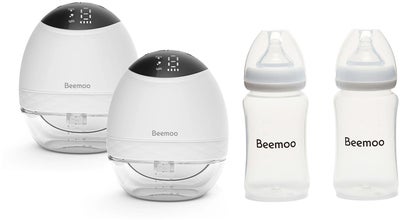 Beemoo CARE Wearable LED Elektrisk Brystpumpe Dobbel inkl. Flasker 240 ml 2-pack