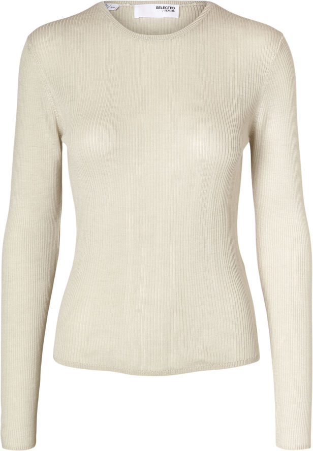 Selected Femme SLFNAJA LS WOOL KNIT O-NECK Birch