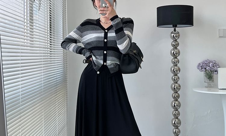 Aestering - Maxi A-lijn rok met elastische taille en effen kleur voor zwangerschap