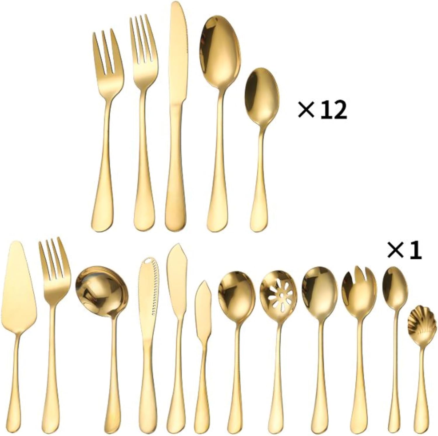 72 teiliges Besteck-Set für 12 Personen aus hochwertigem 18/10 Edelstahl in Gold