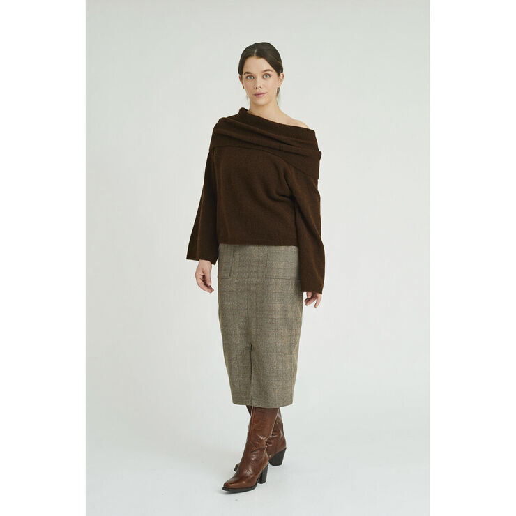 A-VIEW Penny offshoulder knit blouse Brown