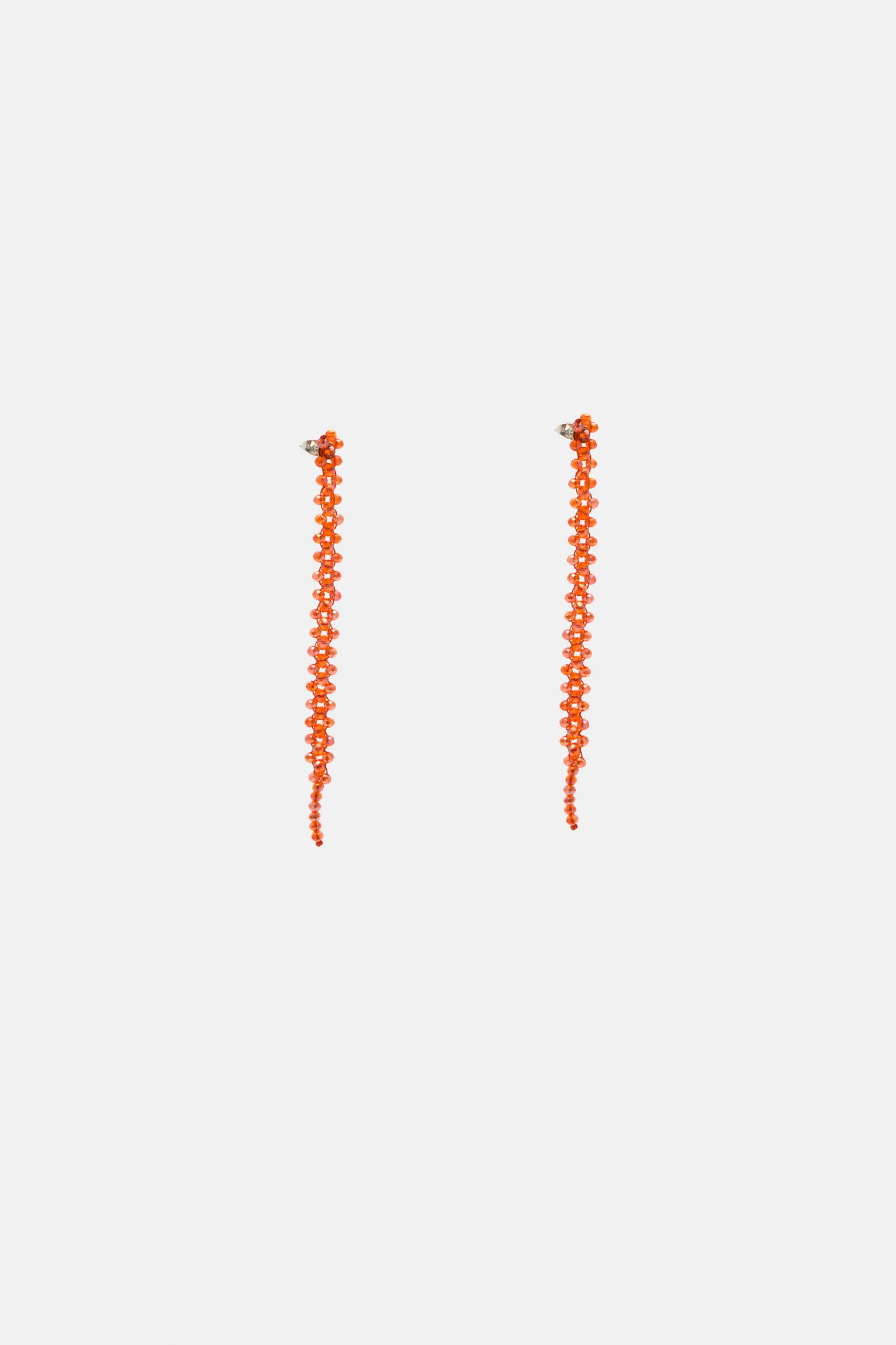 BRINCOS LONGOS COM MIÇANGAS LARANJAS - LARANJA