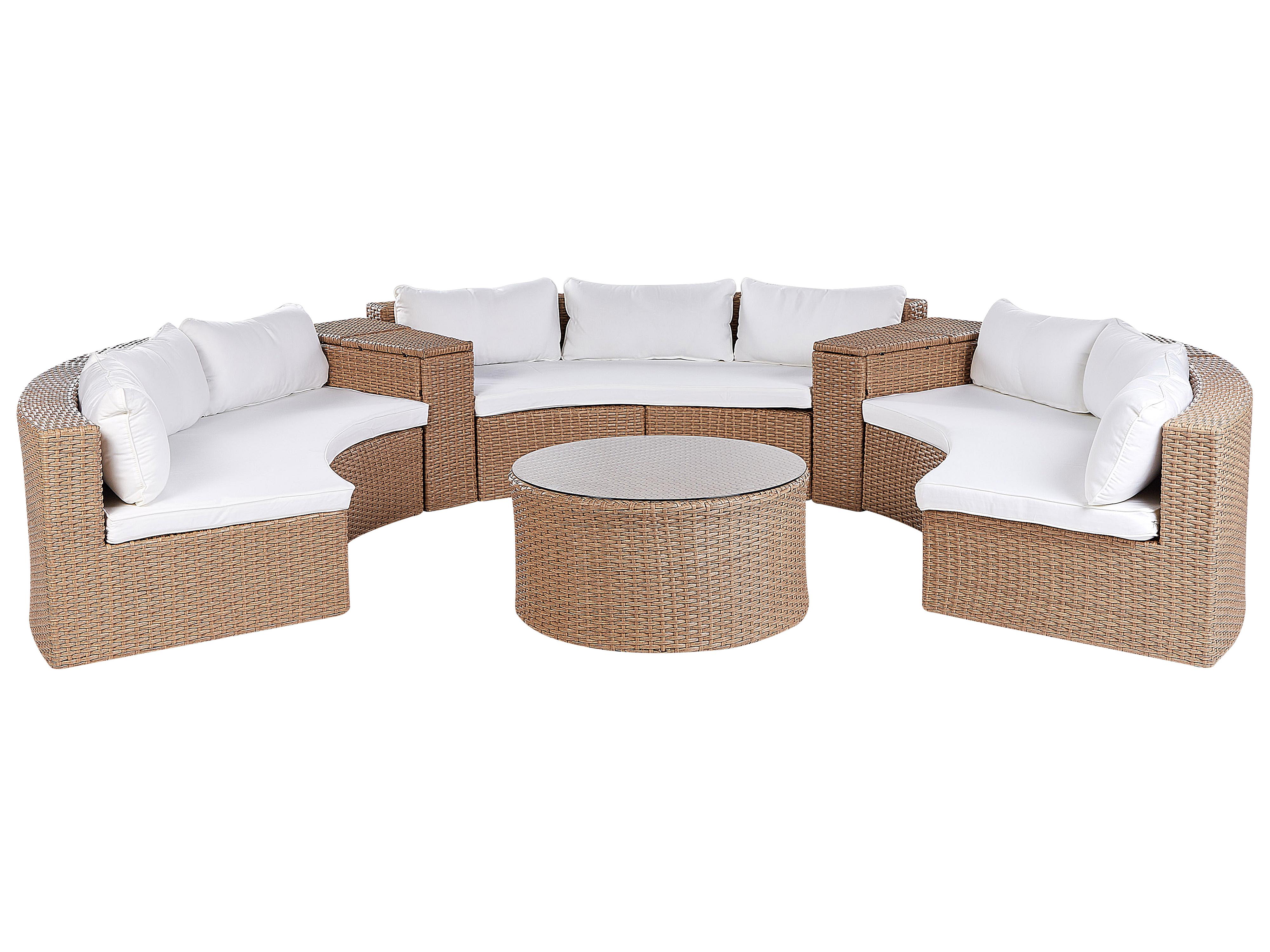 Loungeset met tafel 9-zits SEVERO PE rotan Zandbeige