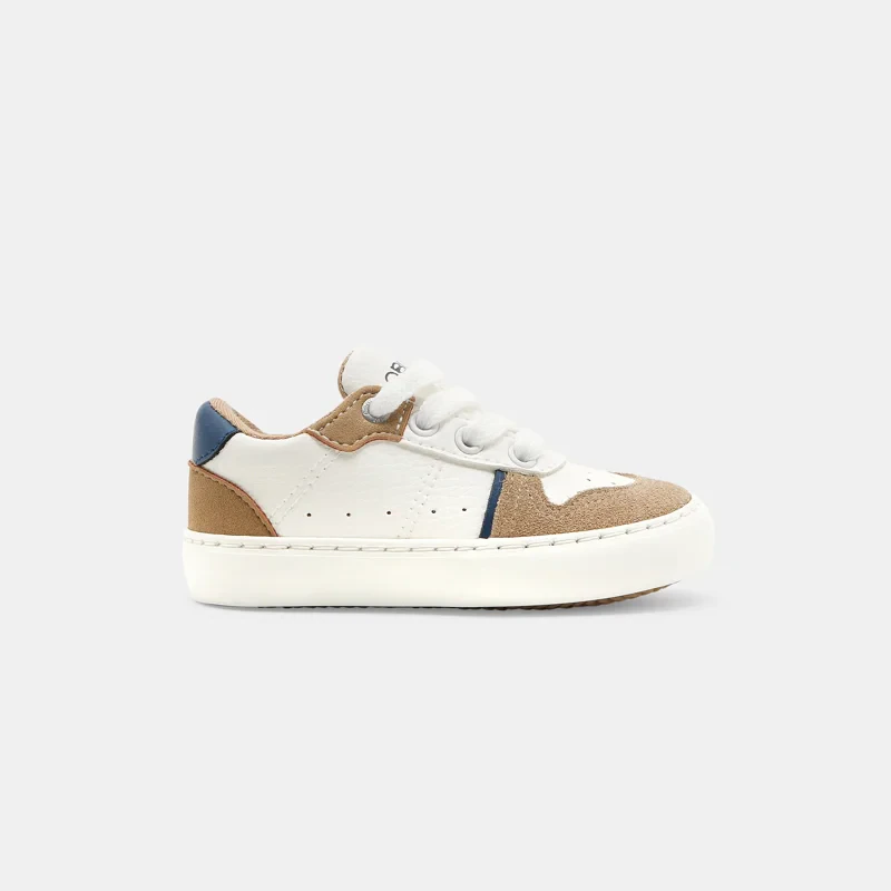 Tennis mix matières bicolores blanches bébé garçon Blanc
