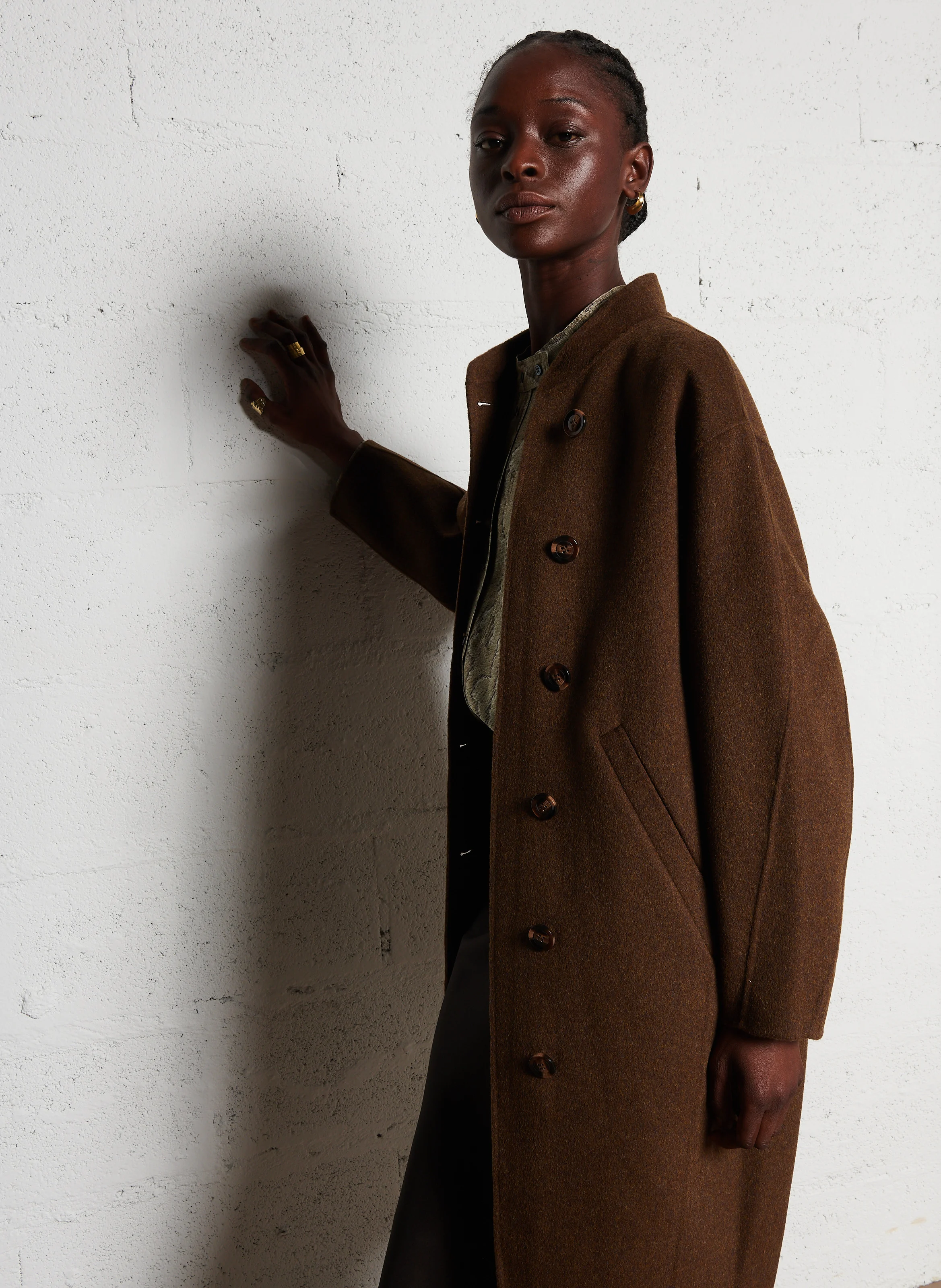 BEAULIEU - Manteau long en laine mélangée | Marron